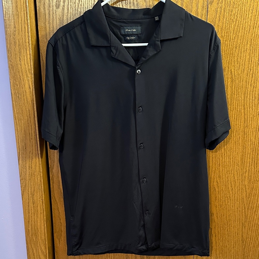 Porter & Ash Men's Black Casual Button-Down Shirt size medium.
